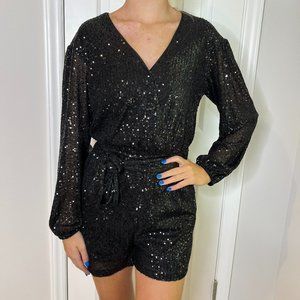 Black Sequin Romper